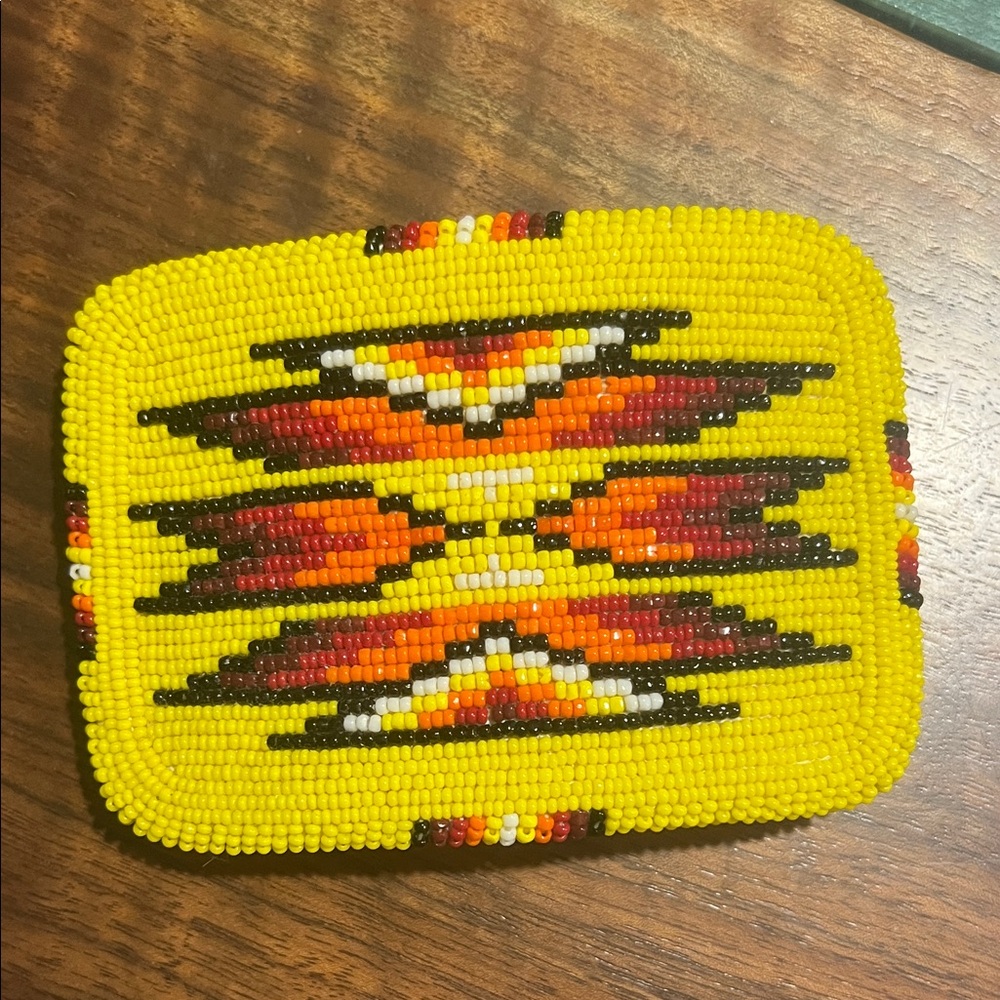 Yellow Beaded Southwestern-Inspired Belt Panel